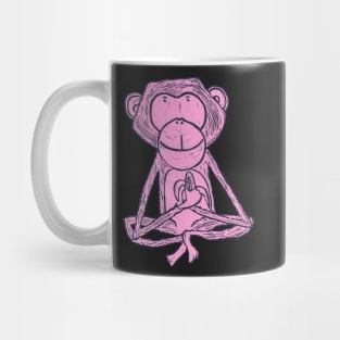 Monkey, pink cheeky monkey on ochre background. Mug